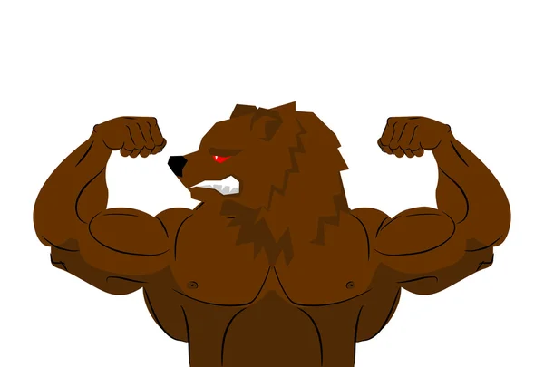 Oso fuerte agresivo Oso atleta. Aptitud animal enojado. Silvestres — Vector de stock