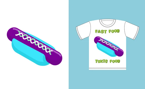 Fast food -  toxic food. Hot dog in acid colors. Illustration ab — Stockvector