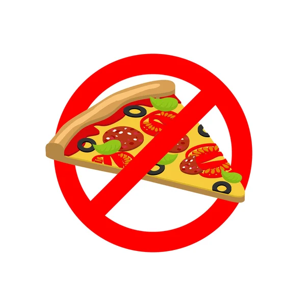 Basta de pizza. Comida rápida prohibida. He tachado un trozo de pizza. Emb — Vector de stock