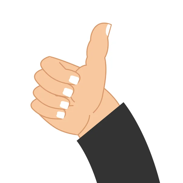 Thumb up hand of businessman. Sign well. good mood Symbol — Stock Vector
