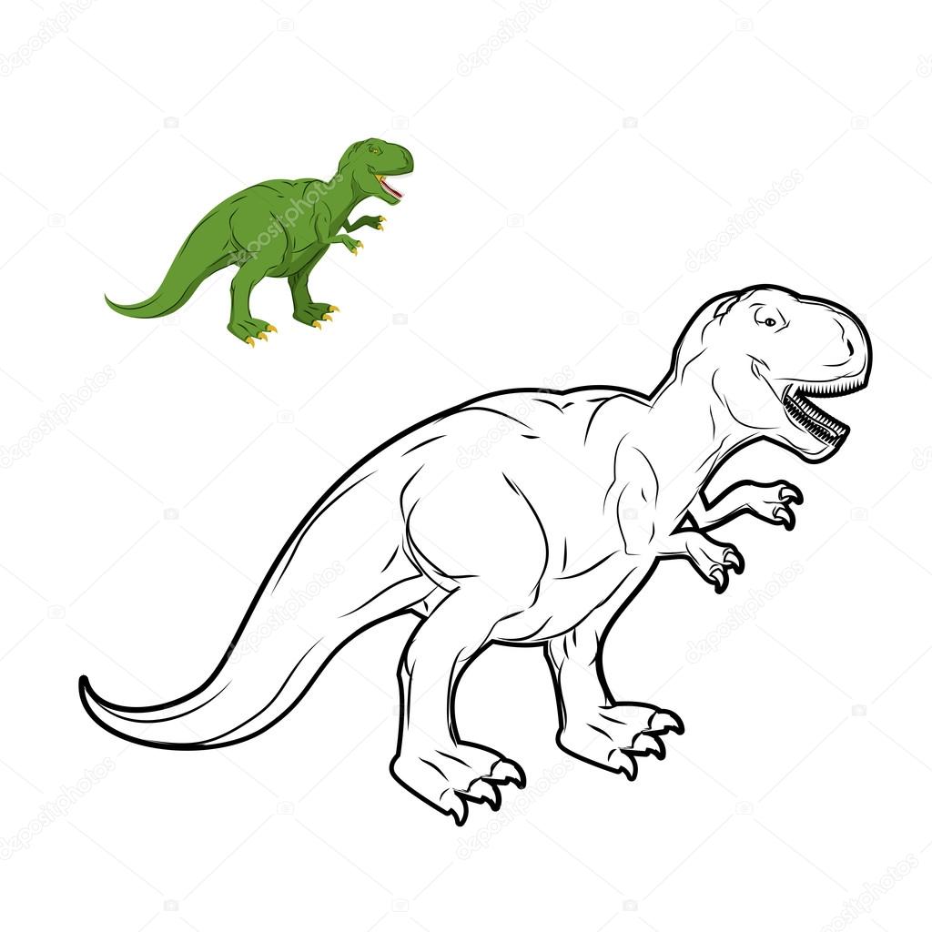 Tiranossauro Rex livro de colorir dinossauro. Réptil pré-histórico li  imagem vetorial de MaryValery© 114778628