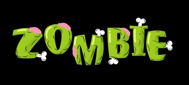 Zombi yazı. Kemikler ve beyin. Yaşayan ölü tipografi. Gree