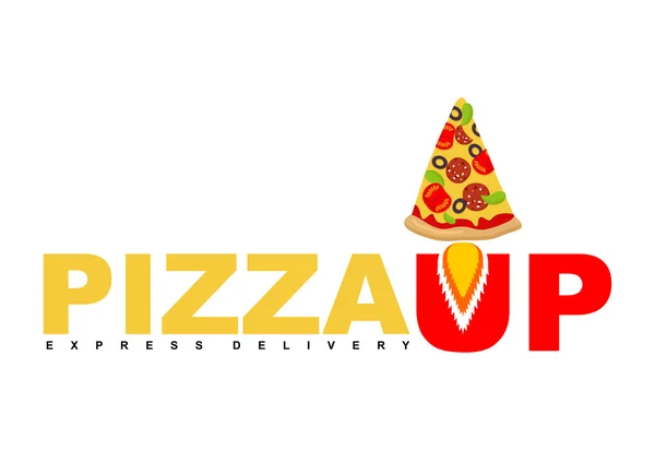 Pizza Up logo for pizza delivery. Fast shipping Fast food. Pizza — Stock Vector