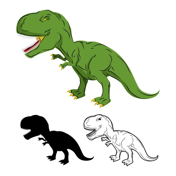 Green gigantic Dinosaur Tyrannosaurus Rex. Prehistoric reptile. — Stock Vector
