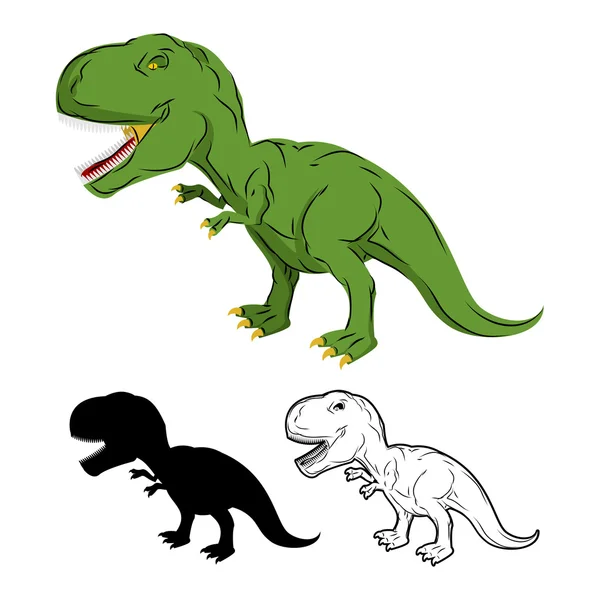 Dinossauro gigante verde Tyrannosaurus Rex. Réptil pré-histórico . — Vetor de Stock