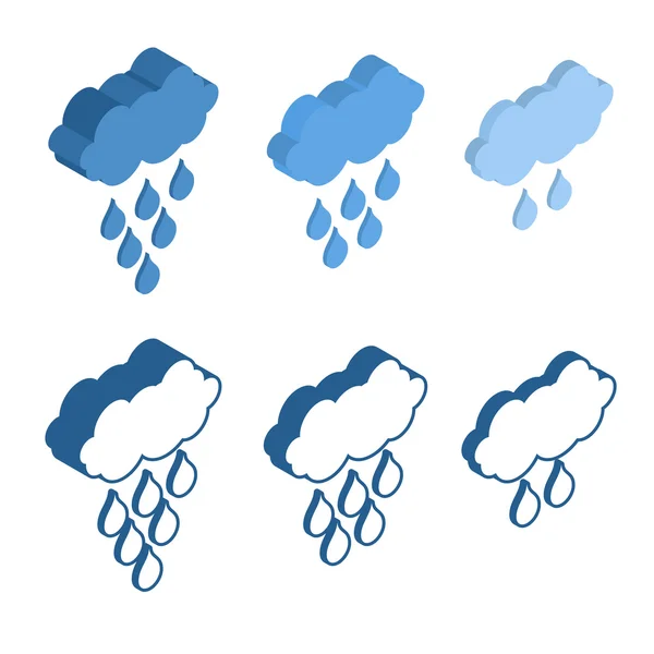 Icono isométrico en la nube para aplicaciones Meteo. Clima lluvia . — Archivo Imágenes Vectoriales