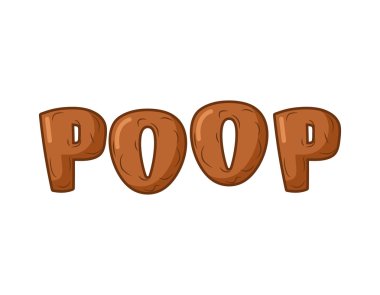 Beyaz arka planda Poop Lettring. Kahverengi bok harfleri. bok t