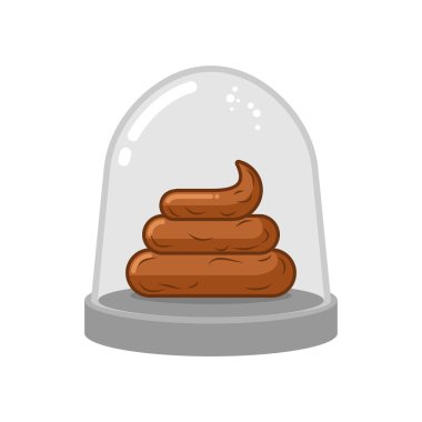 Shit in Glass bell. Poop in laboratory flask. turd research. Gla