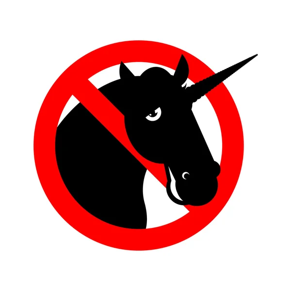 Ban unicorn. Stop magical animal. Prohibited sexual symbol LGBT — Stock Vector