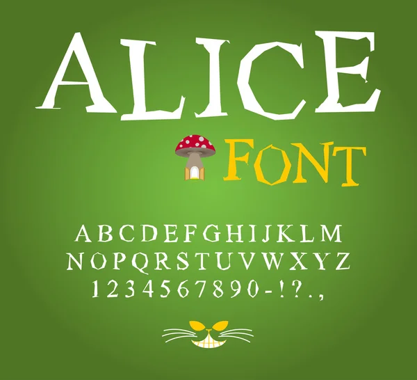 Alice Harikalar Diyarında yazı tipi. Peri Abc. deli alfabe Cheshire Cat.