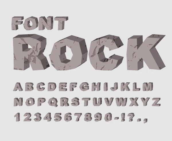 Η γραμματοσειρά του ροκ. Αλφάβητο των λίθων. ABC φτιαγμένο από λιθικό βράχο. το πέτρινο Λε — Διανυσματικό Αρχείο
