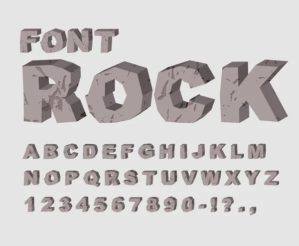 Rock Font. Alfabet av stenar. ABC gjord av lithiska rock. Stony Le — Stock vektor