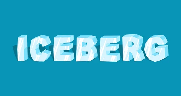 Iceberg word. Letters of ice. Cold lettring. Transparent blue ty — Stock Vector