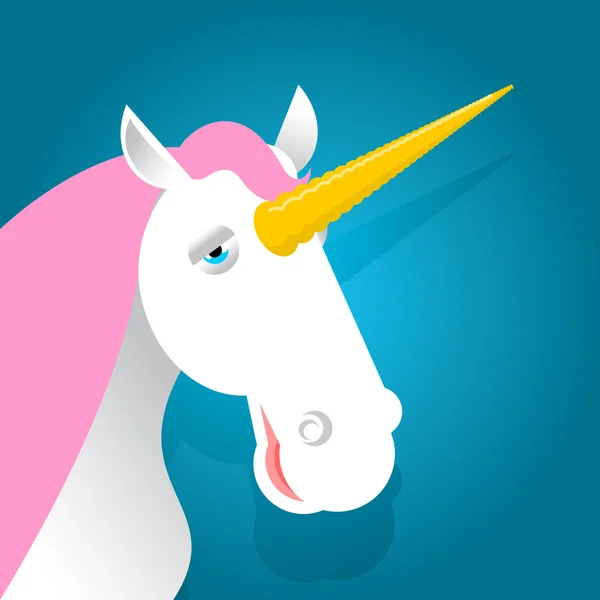 Unicorn fabulous beast with horn. Magic animal with pink mane on — Stock Vector