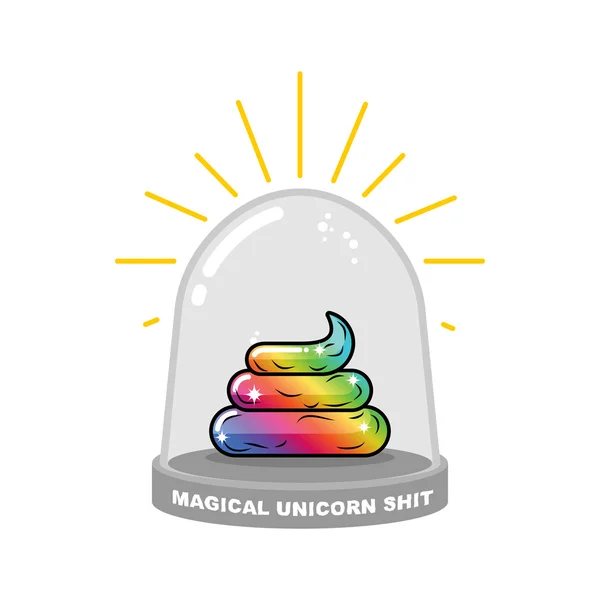 Mierda mágica Unicornio en campana de cristal. Rainbow Fairy investigación de mierda . — Vector de stock