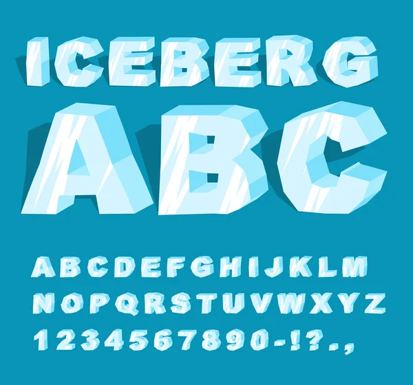 Iceberg fuente. Alfabeto de hielo. Conjunto de letras de hielo frío. Frosty. — Archivo Imágenes Vectoriales