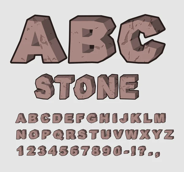 Stone ABC. Rock font. Set of letters from brown calculus with cr — Stock Vector