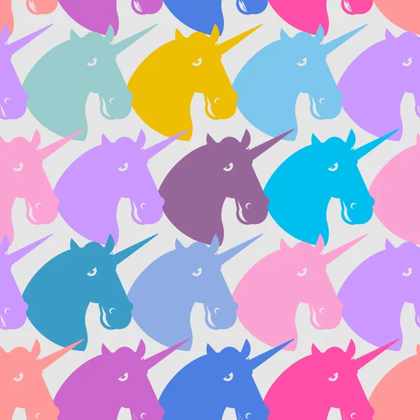 Unicorn seamless pattern. Blue fabulous beast with horn ornament Stock Illustration