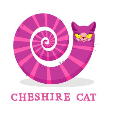Cheshire Cat. Magic animal with long tail. Striped  Fairy tale 