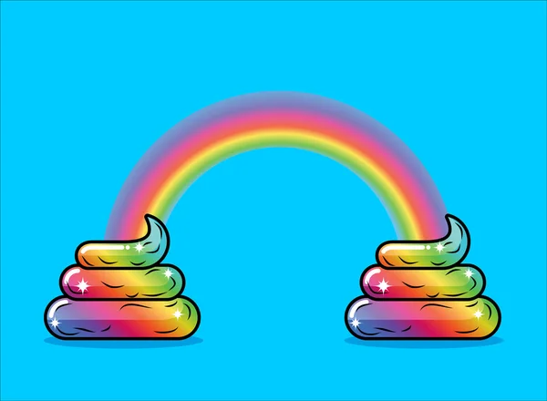 Turd unicorn and rainbow. Appearance of rainbow shit fabulous an — Stock Vector