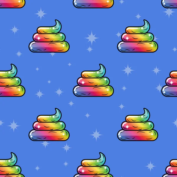 Shit Unicorn background. Magic turd ornament. Rainbow fable poop — Stockvector