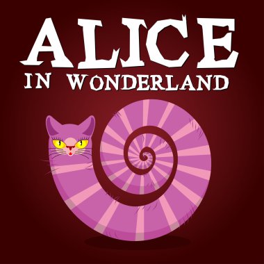 Alice Harikalar Diyarında başlık. Cheshire Kedisi. Fantastik hayvan. Fabul