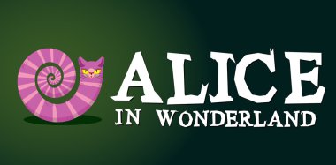 Alice Harikalar Diyarında başlık. Cheshire Kedisi. Fantastik hayvan. Fabul