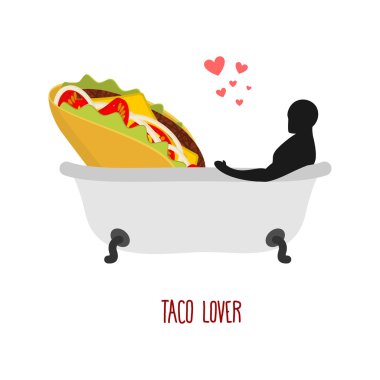 Sevgili taco. Yemeğe bayılırım. Fastfood ve banyodaki adam. İnsan ve Mexic
