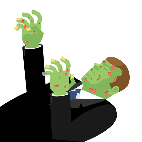 Zombie with outstretched hands isolated. Green is Dead. Cadavero — 스톡 벡터