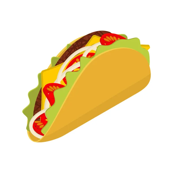 Taco isométrico sobre fundo branco. Comida mexicana tradicional. T — Vetor de Stock