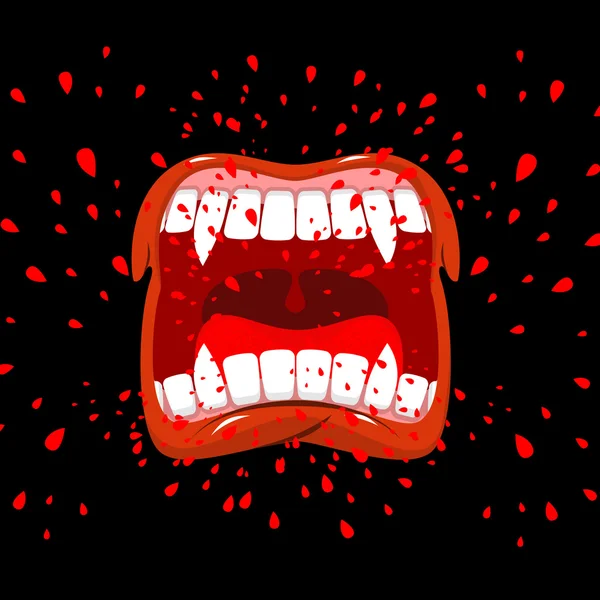 Schreeuwen vampier. Dracula schreeuwt. Gewelddadige emotie. Open uw m — Stockvector