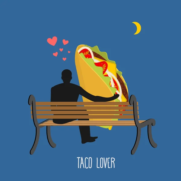 Sevgili taco. Meksika yemekleri ve insanlar aya bakıyor. Tarih ni