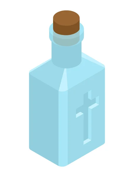 Ιερό νερό στο μπουκάλι. Θρησκευτικό σύμβολο. Μαγικό υγρό — Διανυσματικό Αρχείο