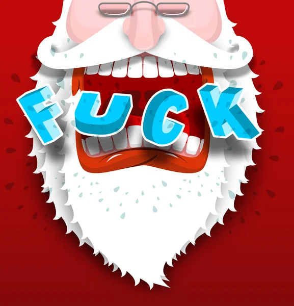 Santa Claus shouts to fuck. aggressive and angry grandfather  wi — Stock Vector