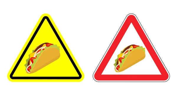 Waarschuwing teken van aandacht Taco. Gevaren gele teken acute Mexica — Stockvector