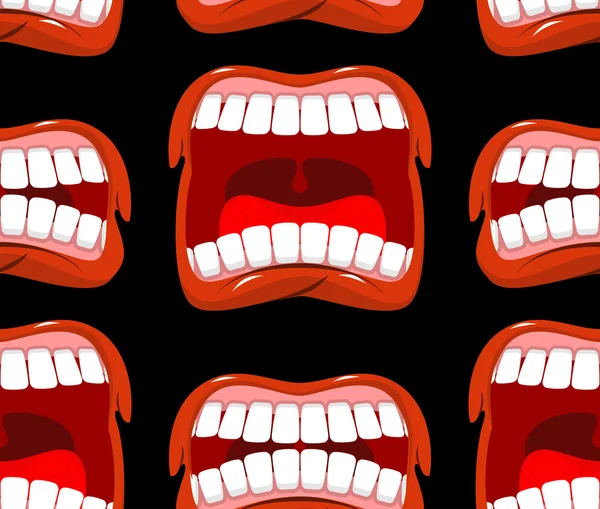Yells lips seamless pattern. cry background. aggressive emotion — 图库矢量图片