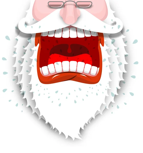 Furioso Santa Claus. Santa cólera con barba blanca grande. Maldiciendo a — Vector de stock