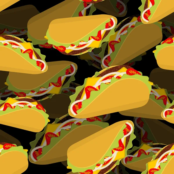 Taco 3D Hintergrund. Volumen Textur mexikanisches Essen. Tortilla-Chips — Stockvektor