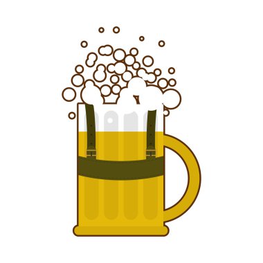 Geleneksel Bavyera ulusal kostümlü bira bardağı. O için Alkol