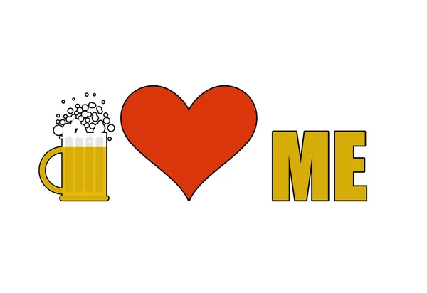 Piwo mnie kocha. Symbol serca adoracji. Kubek piwa z alkoh — Wektor stockowy