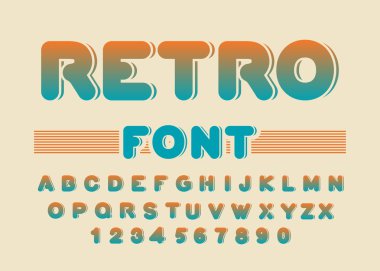 Retro yazı tipi. Vintage yuvarlak alfabe. Disko alfabesi. Harfler fr