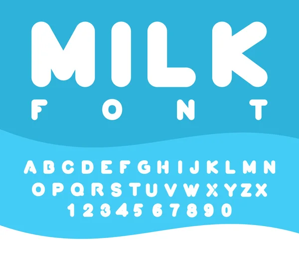 Fuente Milk. Alfabeto redondeado. Letras suaves. ABC para productos lácteos — Vector de stock