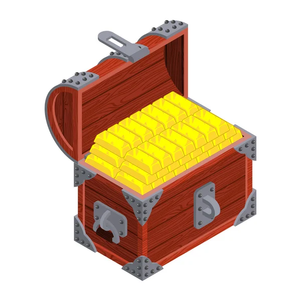 金の胸。黄金の地金の古代海賊箱.ヴィンタグ — ストックベクタ