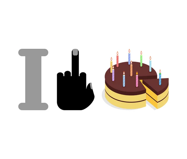 Je déteste les anniversaires. Putain et gâteau de vacances. Grande tarte aux bougies — Image vectorielle