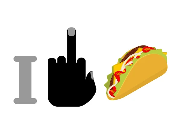 I hate taco. Fuck symbol of hatred and Mexican fast food. Logo f — Stockvector