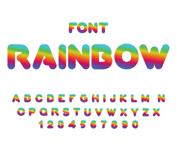 Fuente Rainbow. Redondeado ABC. Letras multicolores. Alfa fantástica — Archivo Imágenes Vectoriales