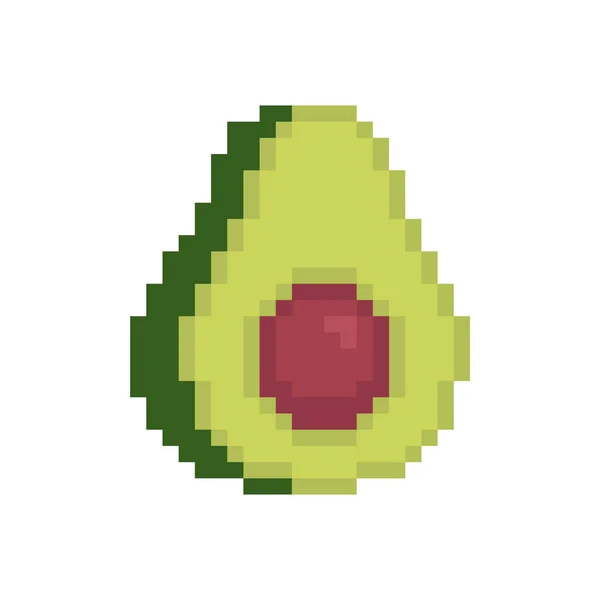 Avokado Pixelkonst Tropisk Grön Frukt Bit Pixelate Vektor Illustration — Stock vektor