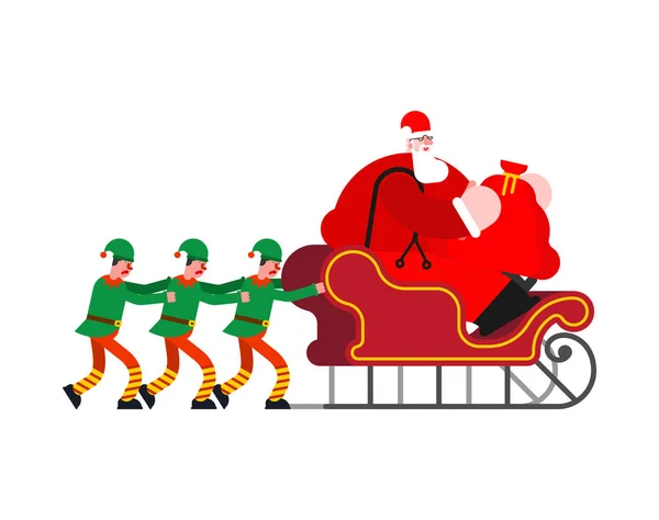 Santa Tahá Tašku Dárky Vánoční Vektorová Ilustrace — Stockový vektor