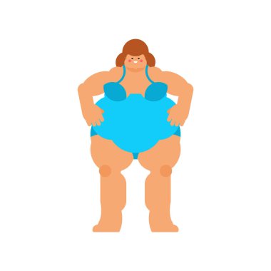 Vücut pozitifliği. Şişko, neşeli kadın. vektör illüstrasyonu