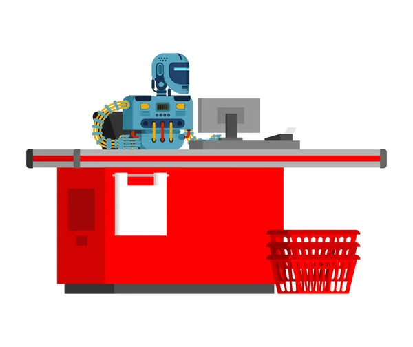 Robot Checkout Counter Supermarket Technology Future — Stockvector